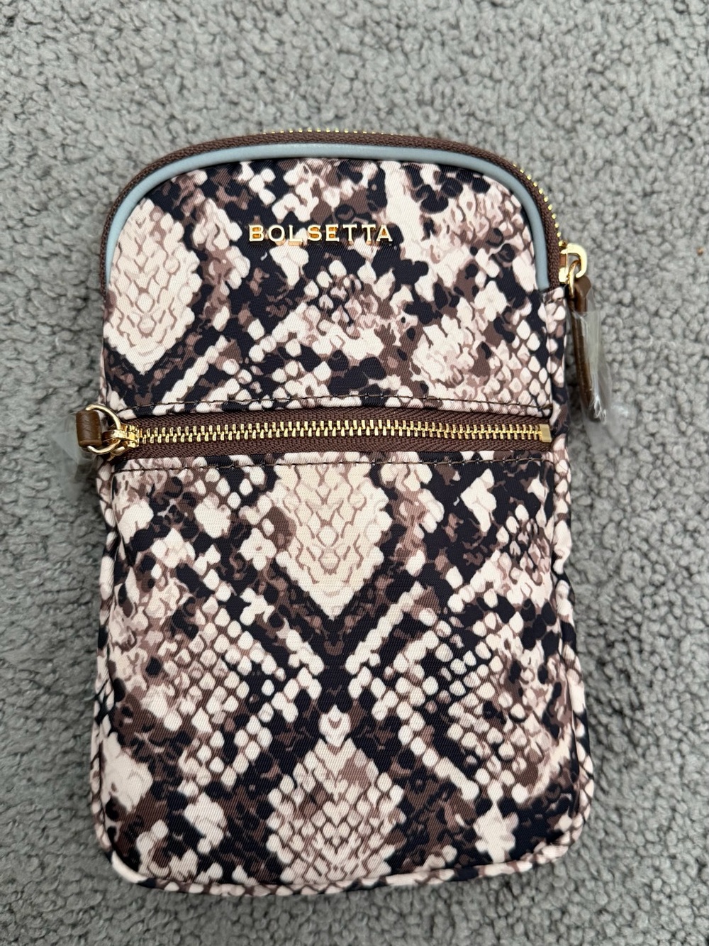 Snake-Print Crossbody Bag in Brown